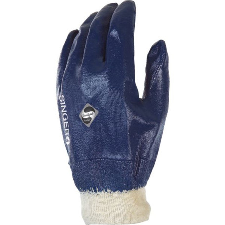 Gants nitrile bleu molleton tout enduit