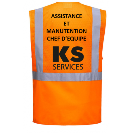 GILET HIVI EXECUTIF TRANSFERTS ASSISTANCE ET MANUTENTION + CHEF D'EQUIPE + KS SERVICES