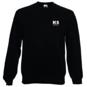 Sweat-shirt noir coton/poly 280g. K474+transfert blanc