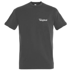 Tee-shirt manches courtes 190gr gris foncé avec marquage coeur TERIDEAL blanc