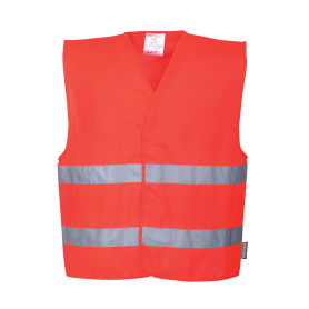 Gilet haute visibilité rouge fluo 2 bandes